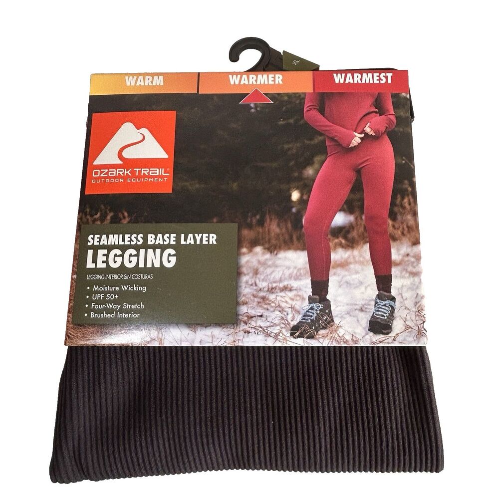 New Ozark Trail Warmer Womens Base Layer Legging Size XL Black Ribbed Knit